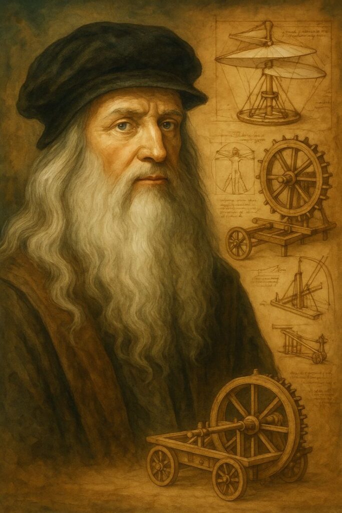 Leonardo da Vinci, Renaissance inventor, scientist, and artist.