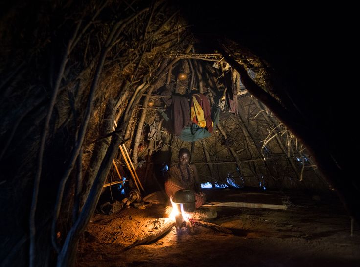 hadza cooking inside the home