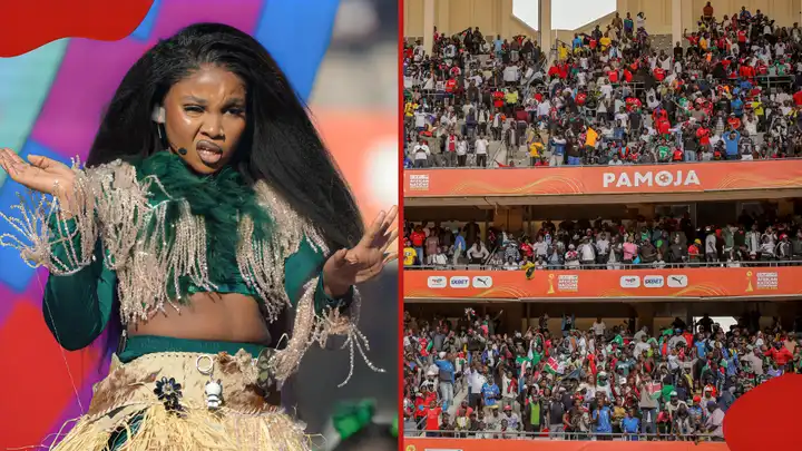 Zuchu, Tanzanian singer, on stage in Kenya, facing boos from the audience during her performance.